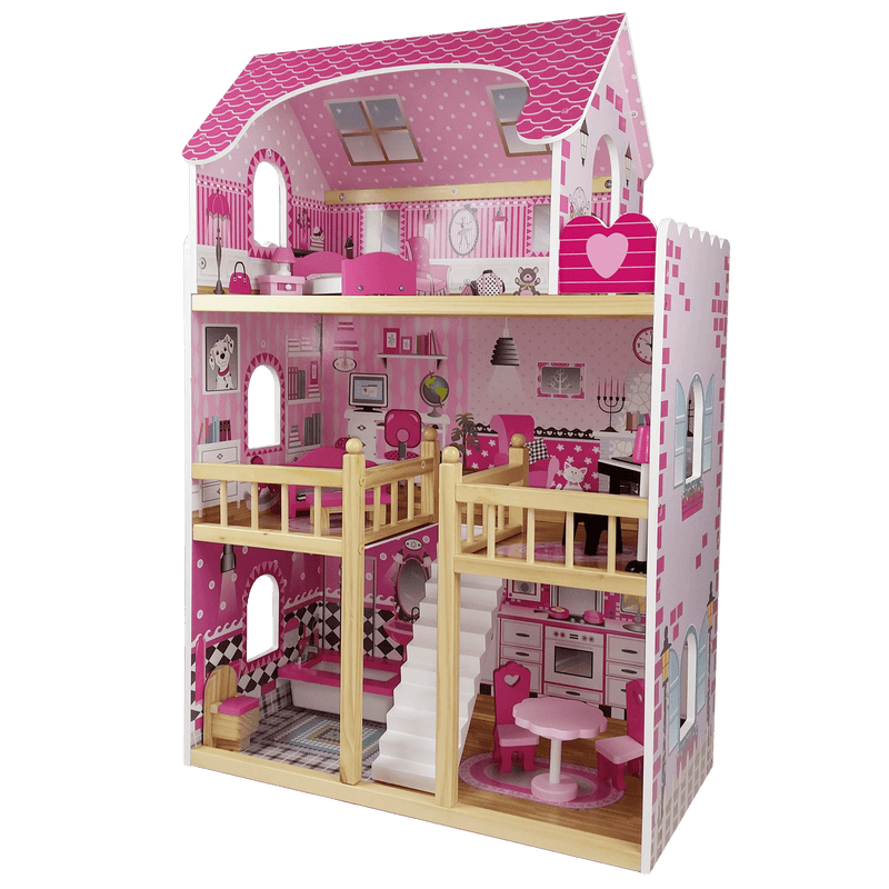 Butternut 3 Storey Dolls House With Furniture