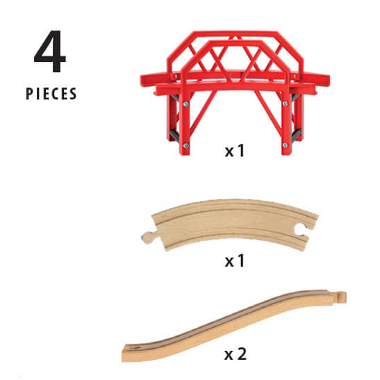 the four pieces included in the brio bridge set