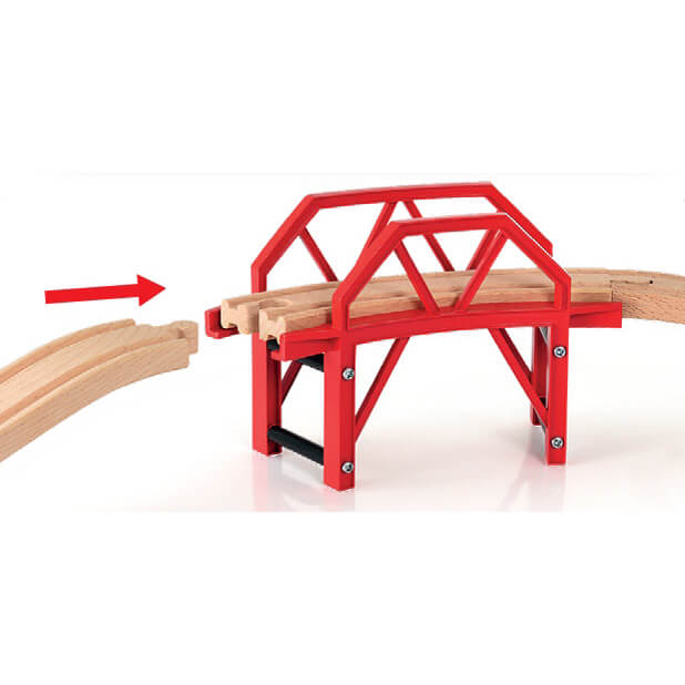 the connection of the brio wooden train bridge