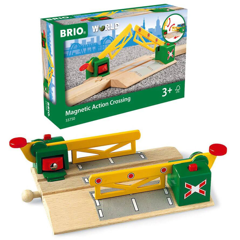 brio train magnetic action crossing toy set