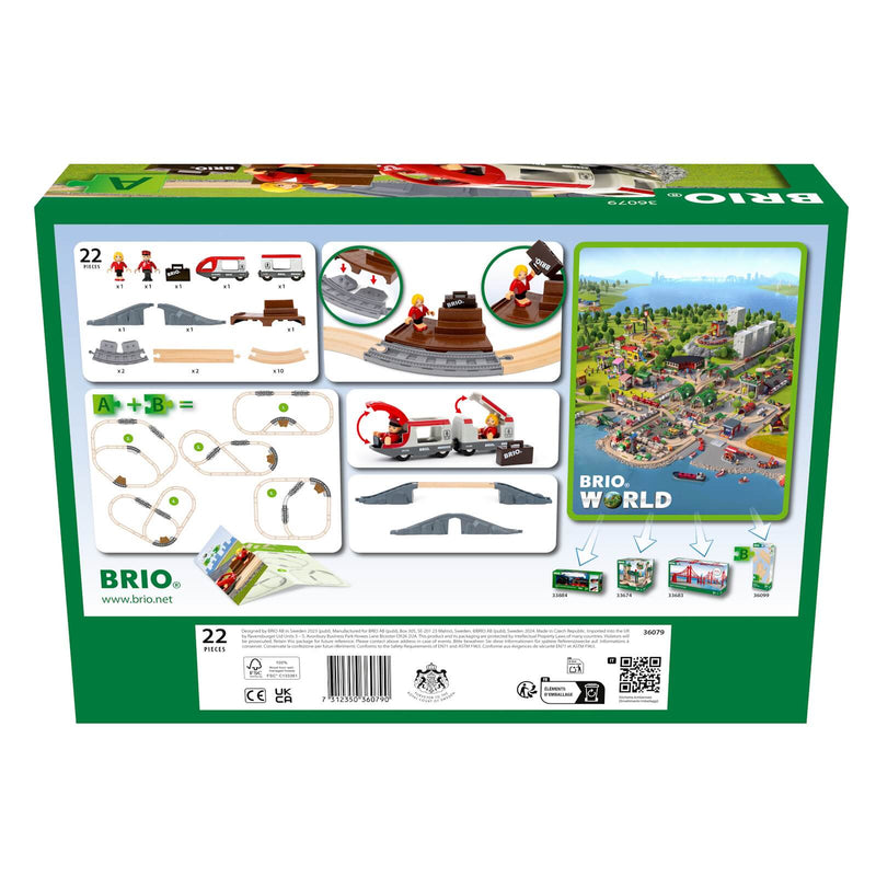 Back of the box of the Brio Travel Train Set
