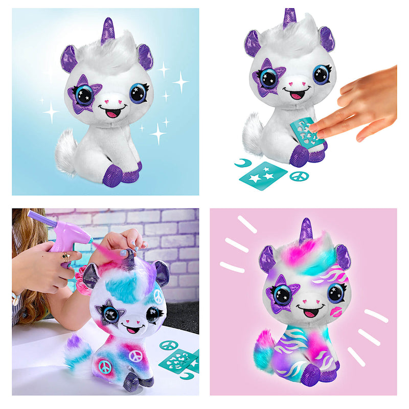 four different stages of how to paint a unicorn with an airbrush painter
