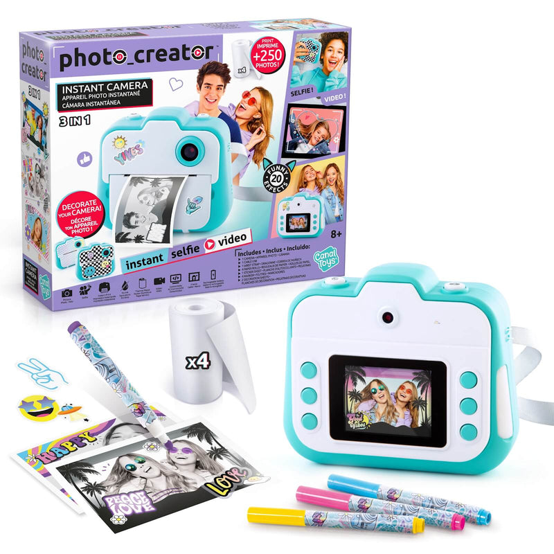 box for instant photo creator and camera with accessories