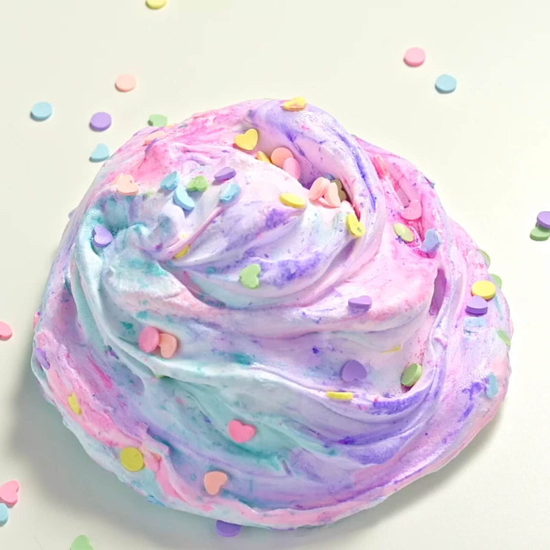 swirled marble effect slime with colourful confetti
