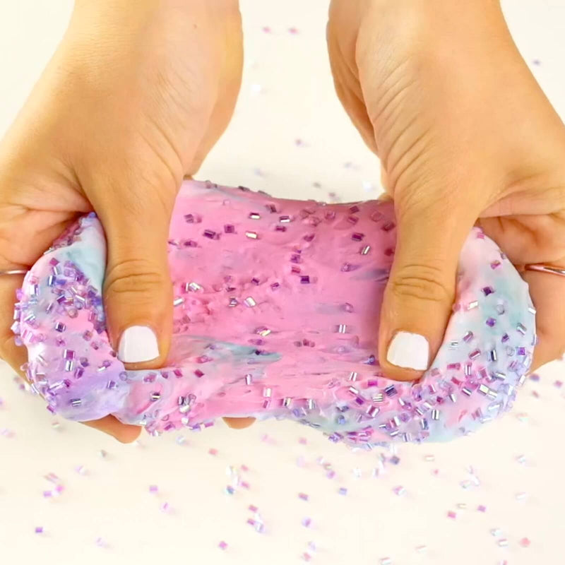 pink ombre slime with glitter gems