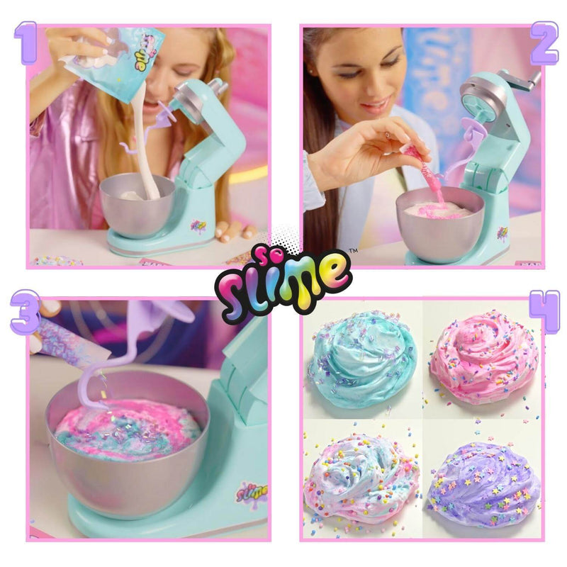 four stages of making slime with so slime marble twist & slime mixer