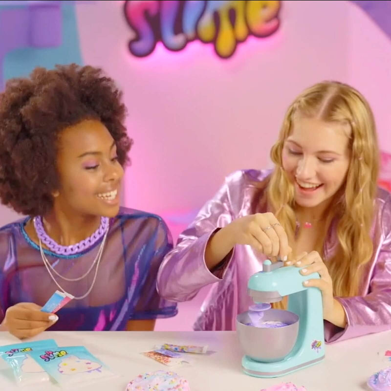two girls using the so slime mixer
