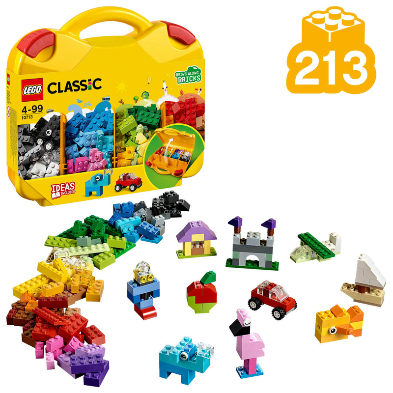 lego case of bricks with possible build ideas