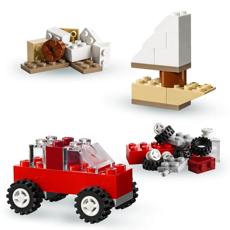 lego classic bricks build into a boat and car