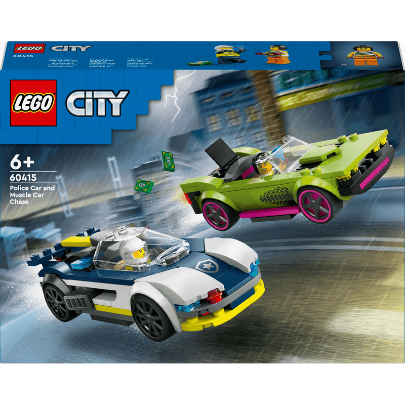 lego police car and muscle car chase