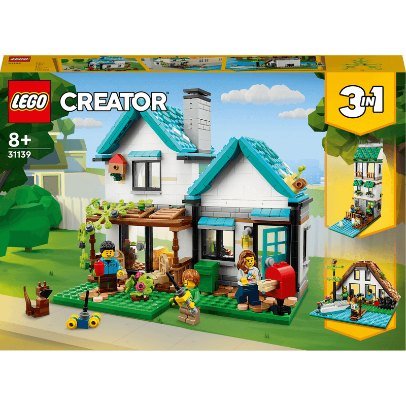 Lego house with three characters