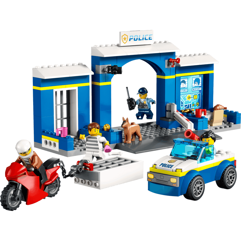 lego city police chase set with thief running and car