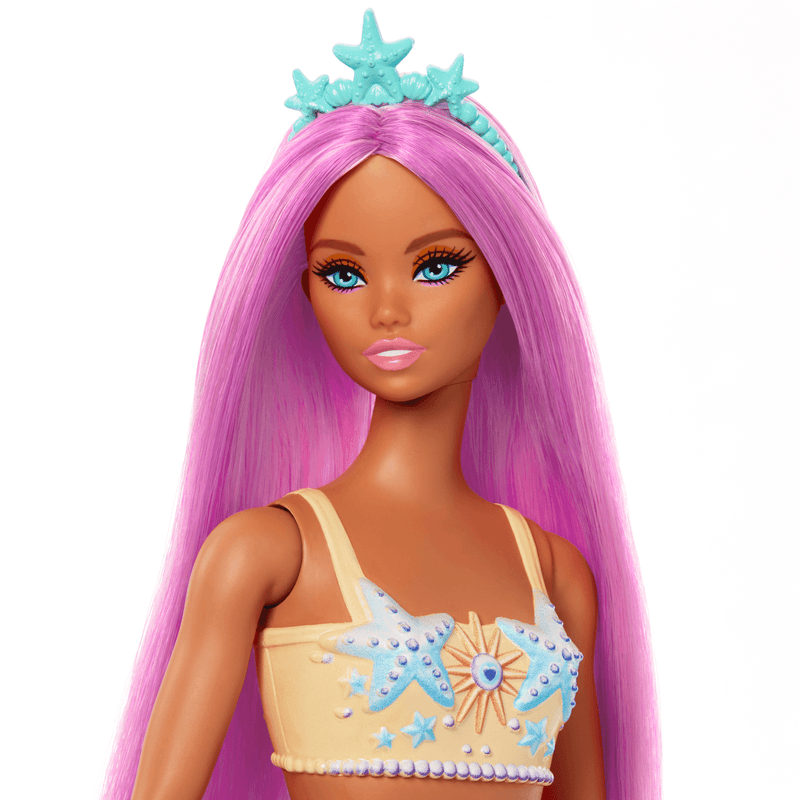 close up of mermaid barbie face
