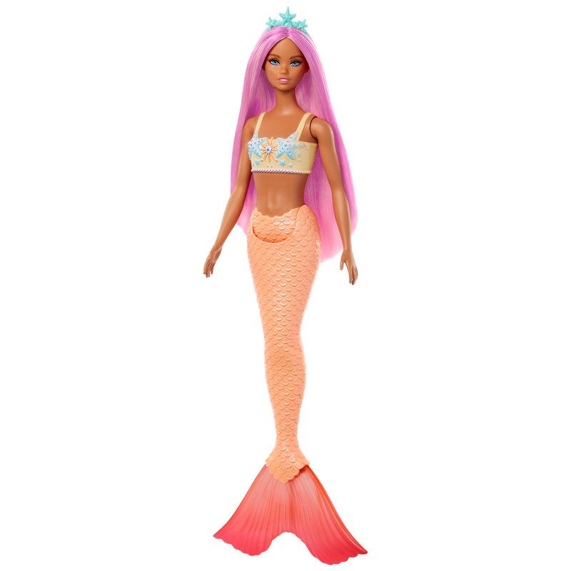 image of mermaid barbie with pink hair and blue eyes