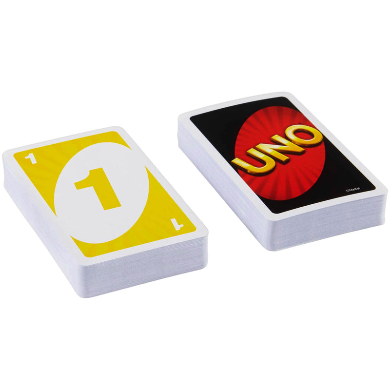 two decks of uno cards face up and face down