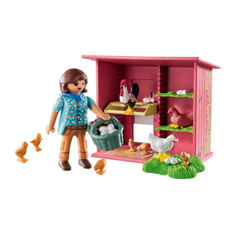 playmobil hen care playset with figure hens and chicks