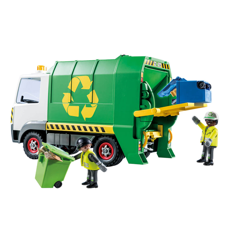 toy recycling truck with two workers 