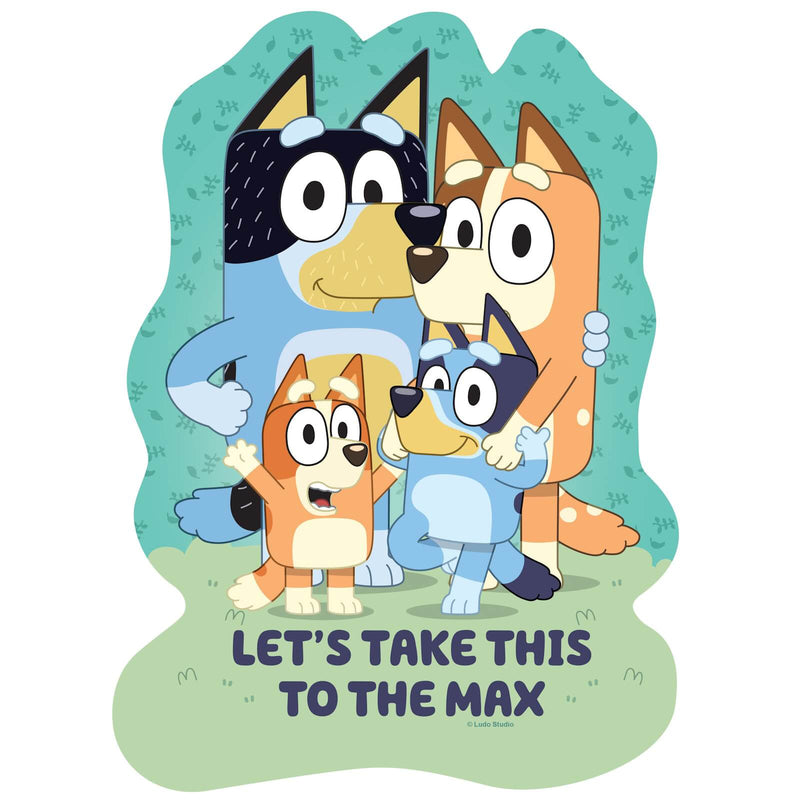 shaped puzzle of Bluey and family
