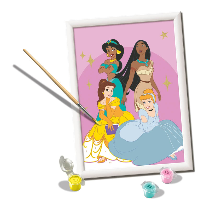 painting in progress of a disney princess paint by numbers set