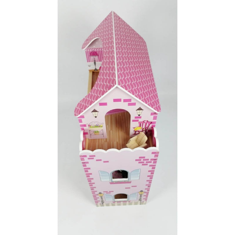 Butternut Kids 3 Storey Dolls House With Balcony And Furniture